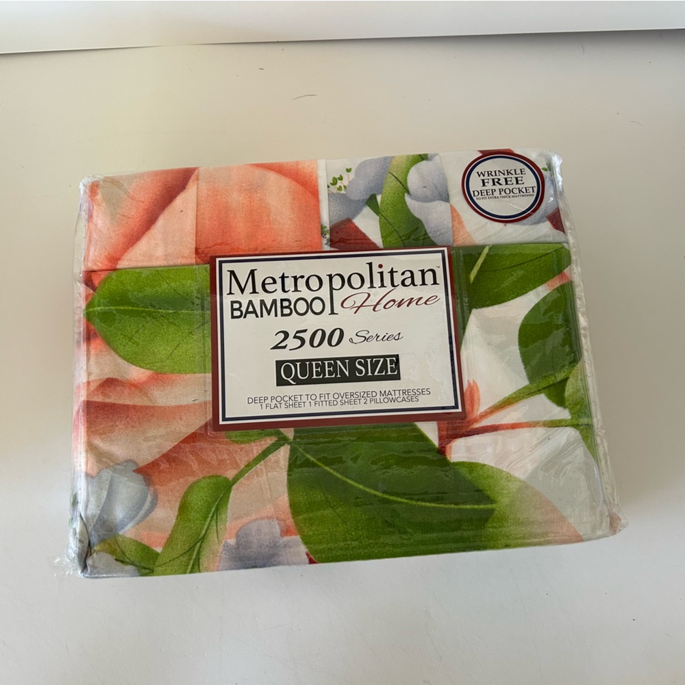 Green and Orange Queen Ultra Plush Sheet Set 2500 Deep Pocket